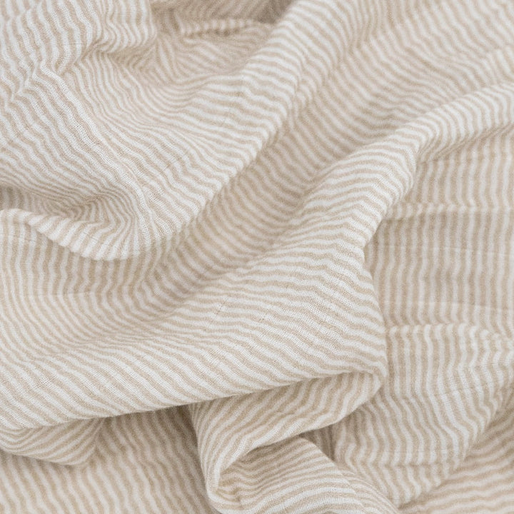 Little Unicorn Organic Cotton Muslin Crib Sheet (Sand Stripe)-Nursery-Little Unicorn-031769 SS-babyandme.ca