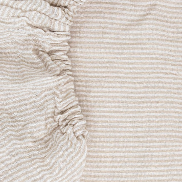 Little Unicorn Organic Cotton Muslin Crib Sheet (Sand Stripe)-Nursery-Little Unicorn-031769 SS-babyandme.ca