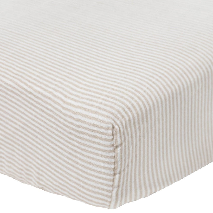 Little Unicorn Organic Cotton Muslin Crib Sheet (Sand Stripe)-Nursery-Little Unicorn-031769 SS-babyandme.ca