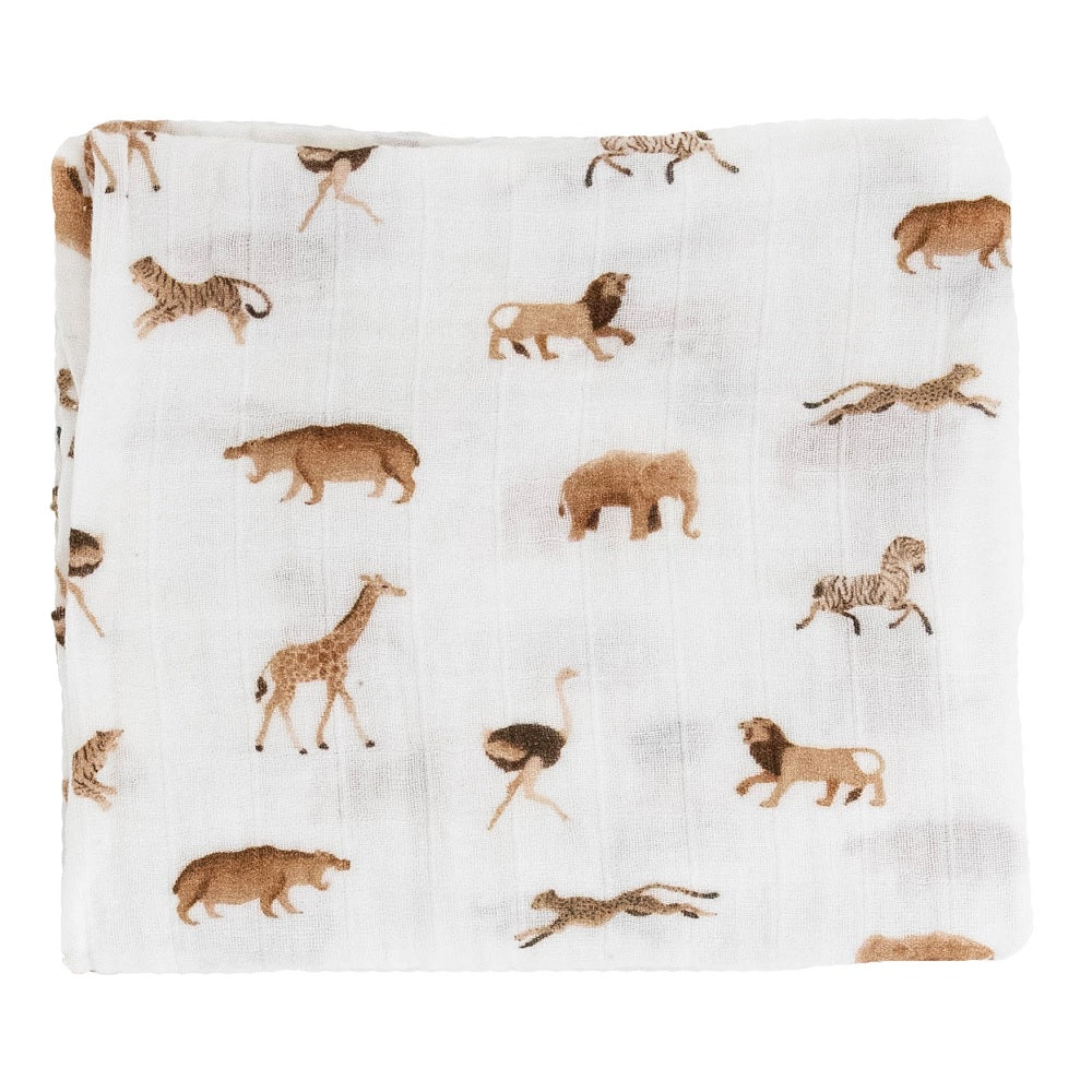 Little Unicorn Organic Cotton Muslin Swaddle Blanket (Animal Crackers)-Nursery-Little Unicorn-031764 AC-babyandme.ca