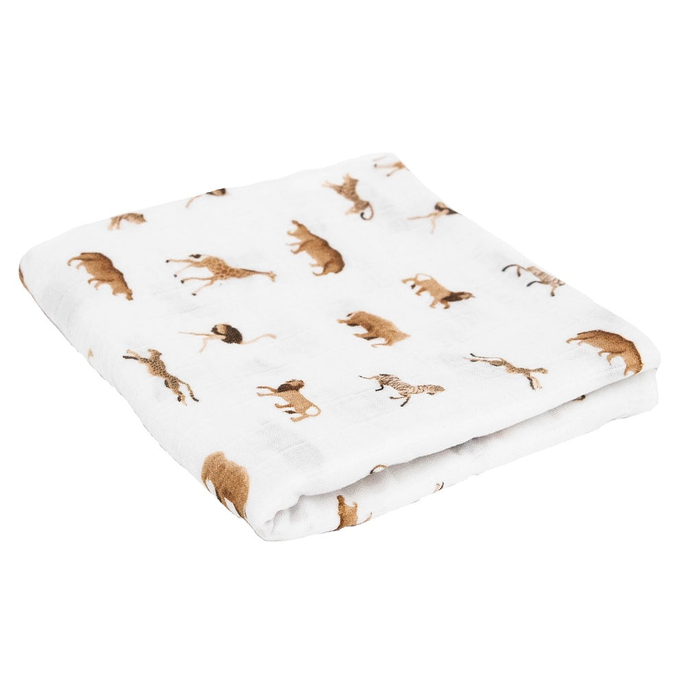 Little Unicorn Organic Cotton Muslin Swaddle Blanket Animal Crackers