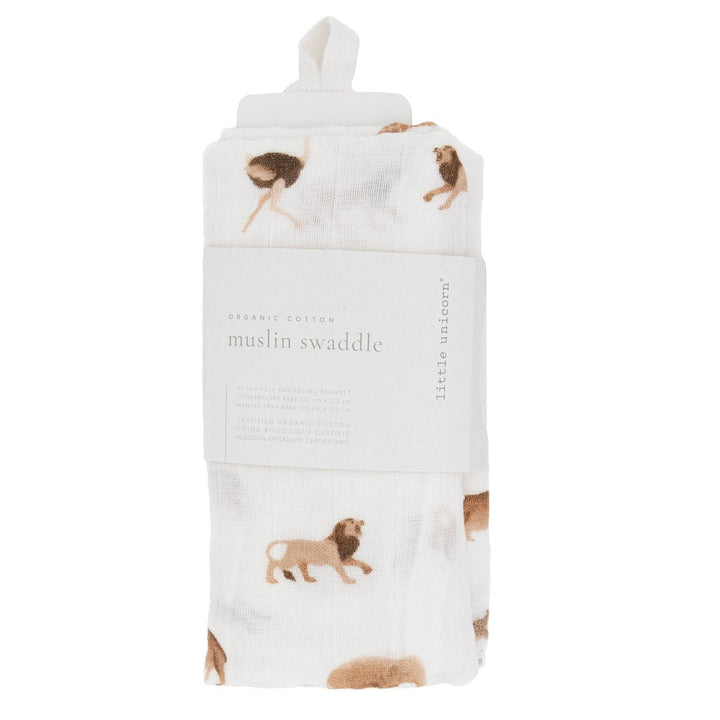 Little Unicorn Organic Cotton Muslin Swaddle Blanket (Animal Crackers)-Nursery-Little Unicorn-031764 AC-babyandme.ca