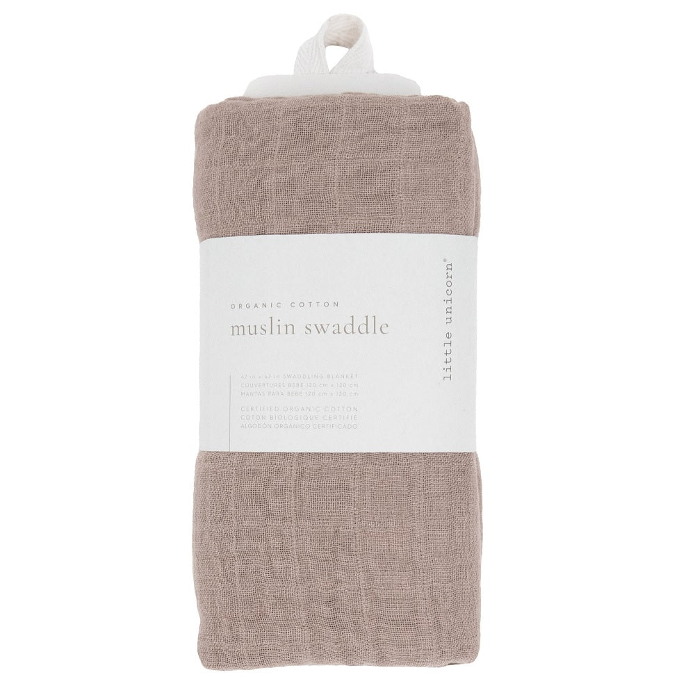 Little Unicorn Organic Cotton Muslin Swaddle Blanket (Driftwood)-Nursery-Little Unicorn-031764 DW-babyandme.ca