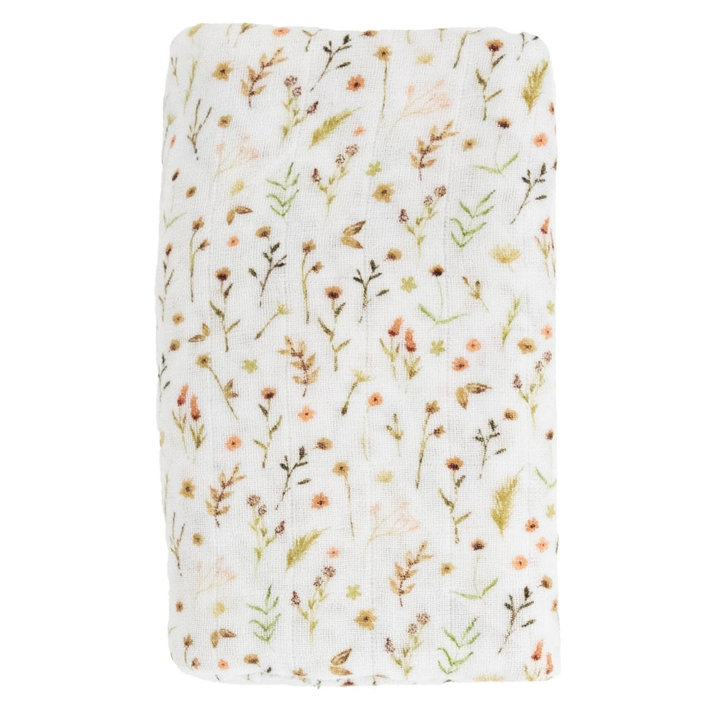 Little Unicorn Organic Cotton Muslin Swaddle Blanket (Floral Field)-Nursery-Little Unicorn-031764 FF-babyandme.ca