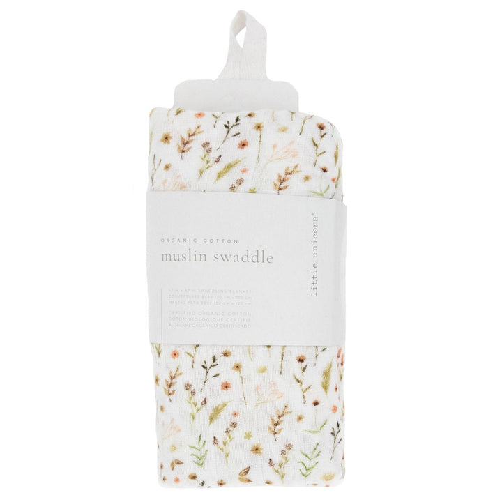 Little Unicorn Organic Cotton Muslin Swaddle Blanket (Floral Field)-Nursery-Little Unicorn-031764 FF-babyandme.ca