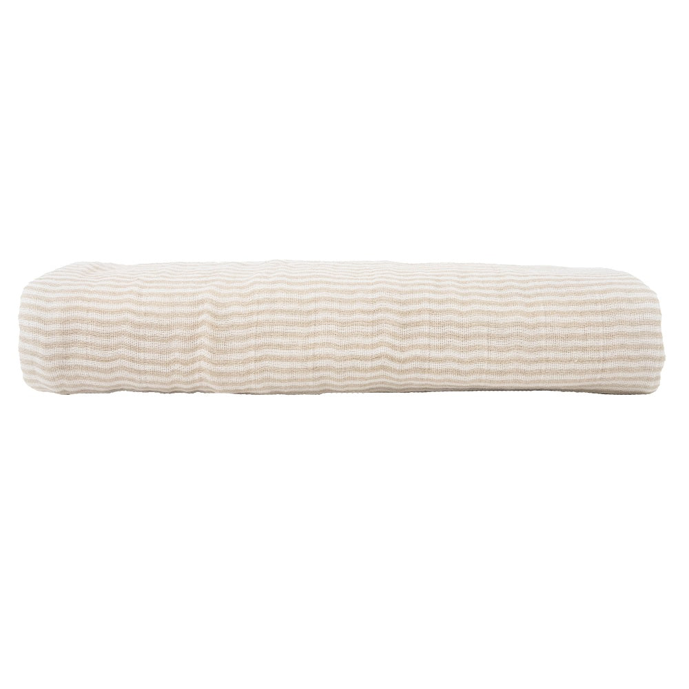 Little Unicorn Organic Cotton Muslin Swaddle Blanket (Sand Stripe)-Nursery-Little Unicorn-031764 SS-babyandme.ca
