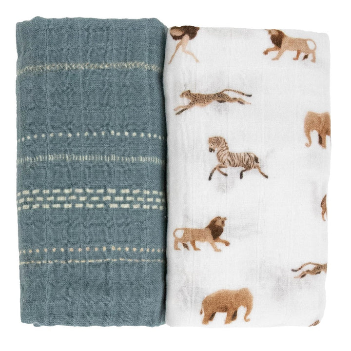 Little Unicorn Organic Cotton Muslin Swaddle Blanket Set (Animal Crackers)-Nursery-Little Unicorn-031765 AC-babyandme.ca