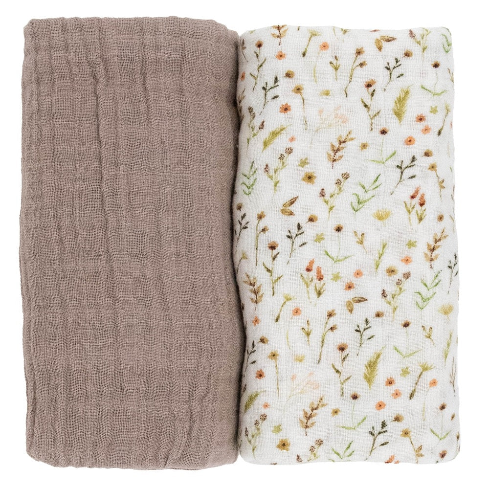 Little Unicorn Organic Cotton Muslin Swaddle Blanket Set (Floral Field)-Nursery-Little Unicorn-031765 FF-babyandme.ca