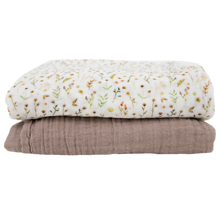 Little Unicorn Organic Cotton Muslin Swaddle Blanket Set (Floral Field)-Nursery-Little Unicorn-031765 FF-babyandme.ca