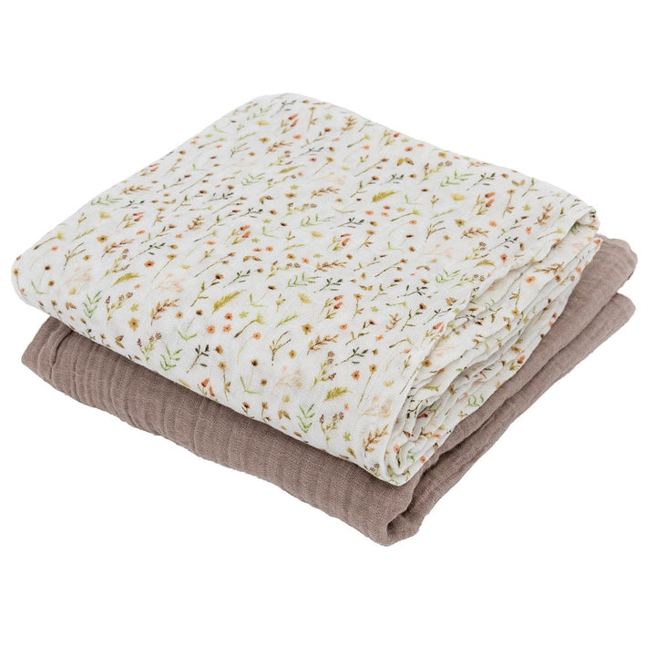 Little Unicorn Organic Cotton Muslin Swaddle Blanket Set (Floral Field)-Nursery-Little Unicorn-031765 FF-babyandme.ca