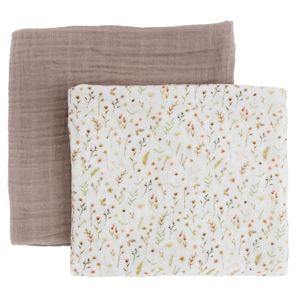 Little Unicorn Organic Cotton Muslin Swaddle Blanket Set (Floral Field)-Nursery-Little Unicorn-031765 FF-babyandme.ca