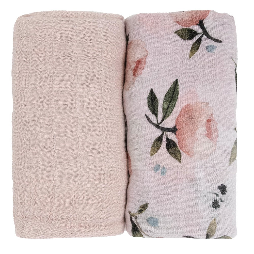 Little Unicorn Organic Cotton Muslin Swaddle Blanket Set (Watercolor Floret)-Nursery-Little Unicorn-031765 WF-babyandme.ca