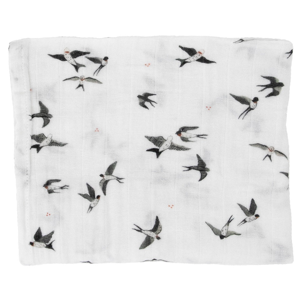Little Unicorn Organic Cotton Muslin Swaddle Blanket (Swallows)-Nursery-Little Unicorn-031764 SW-babyandme.ca