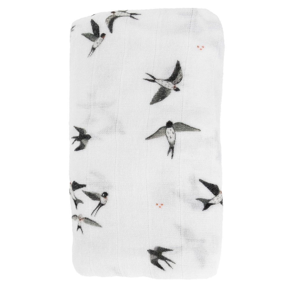 Little Unicorn Organic Cotton Muslin Swaddle Blanket (Swallows)-Nursery-Little Unicorn-031764 SW-babyandme.ca