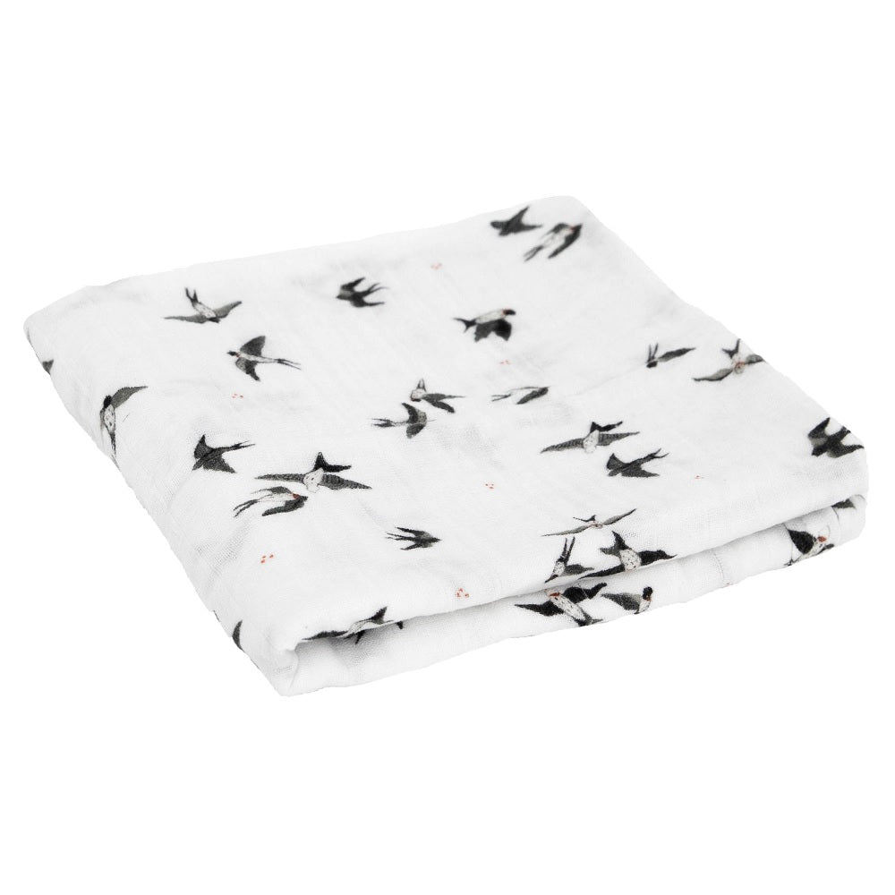 Little Unicorn Organic Cotton Muslin Swaddle Blanket (Swallows)-Nursery-Little Unicorn-031764 SW-babyandme.ca