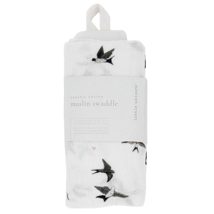 Little Unicorn Organic Cotton Muslin Swaddle Blanket (Swallows)-Nursery-Little Unicorn-031764 SW-babyandme.ca