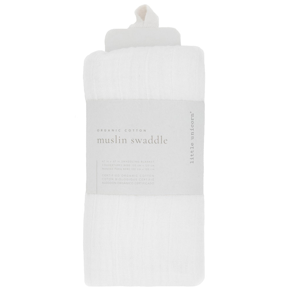 Little Unicorn Organic Cotton Muslin Swaddle Blanket (White)-Nursery-Little Unicorn-031764 WH-babyandme.ca
