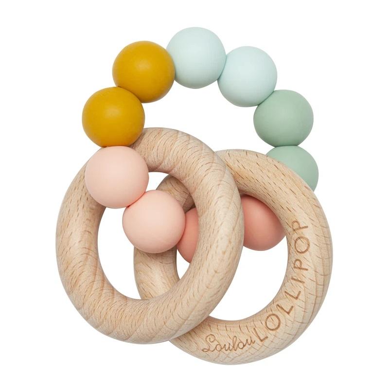 LouLou LOLLIPOP Bubble Silicone & Wood Teether (Rainbow)-Health-LouLou LOLLIPOP-026906 RB-babyandme.ca