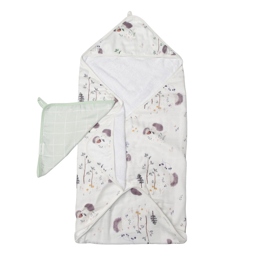 LouLou LOLLIPOP Hooded Towel Set (Hedgehogs)-Bath-LouLou LOLLIPOP-031380 HH-babyandme.ca