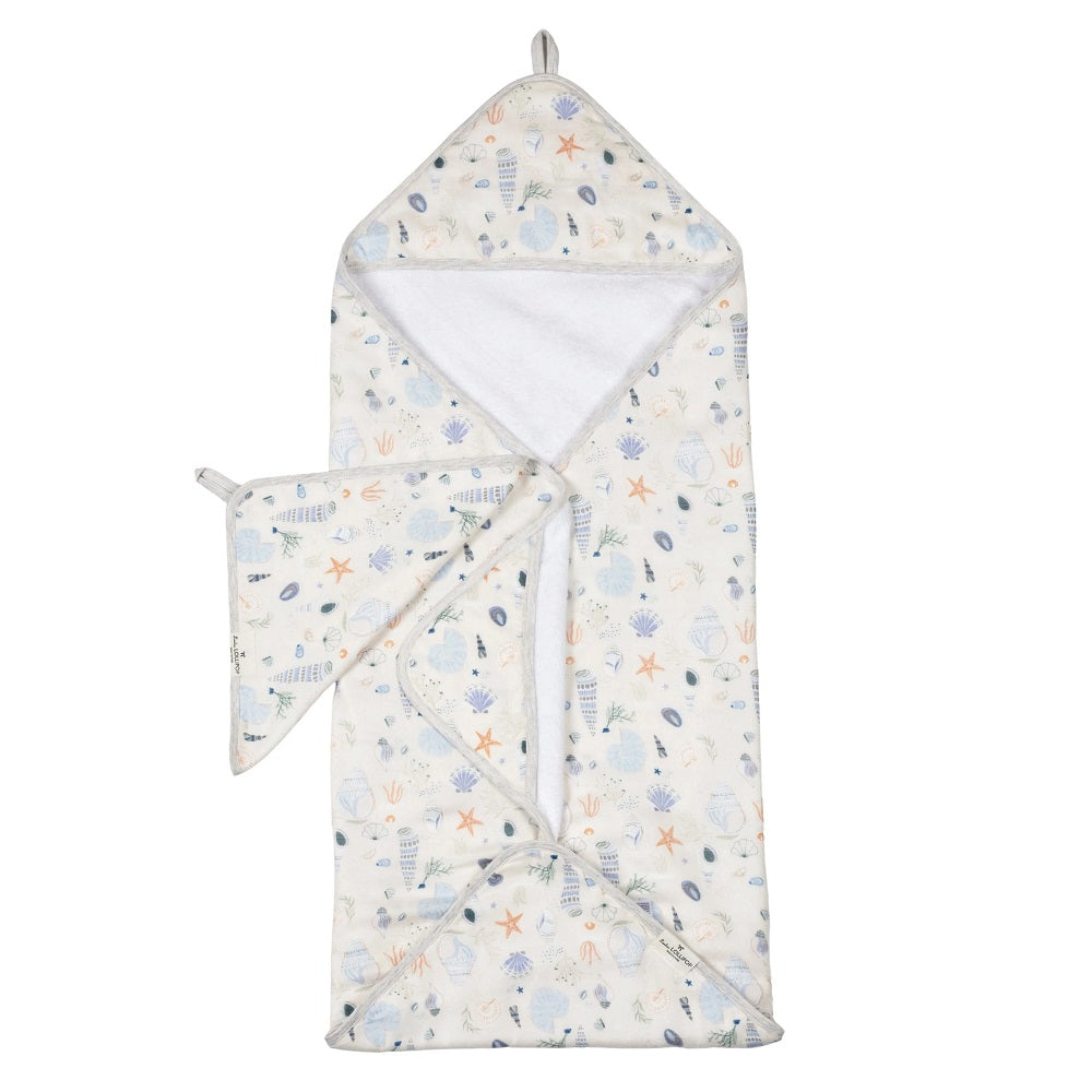 LouLou LOLLIPOP Hooded Towel Set (Seashells)-Bath-LouLou LOLLIPOP-031380 SS-babyandme.ca