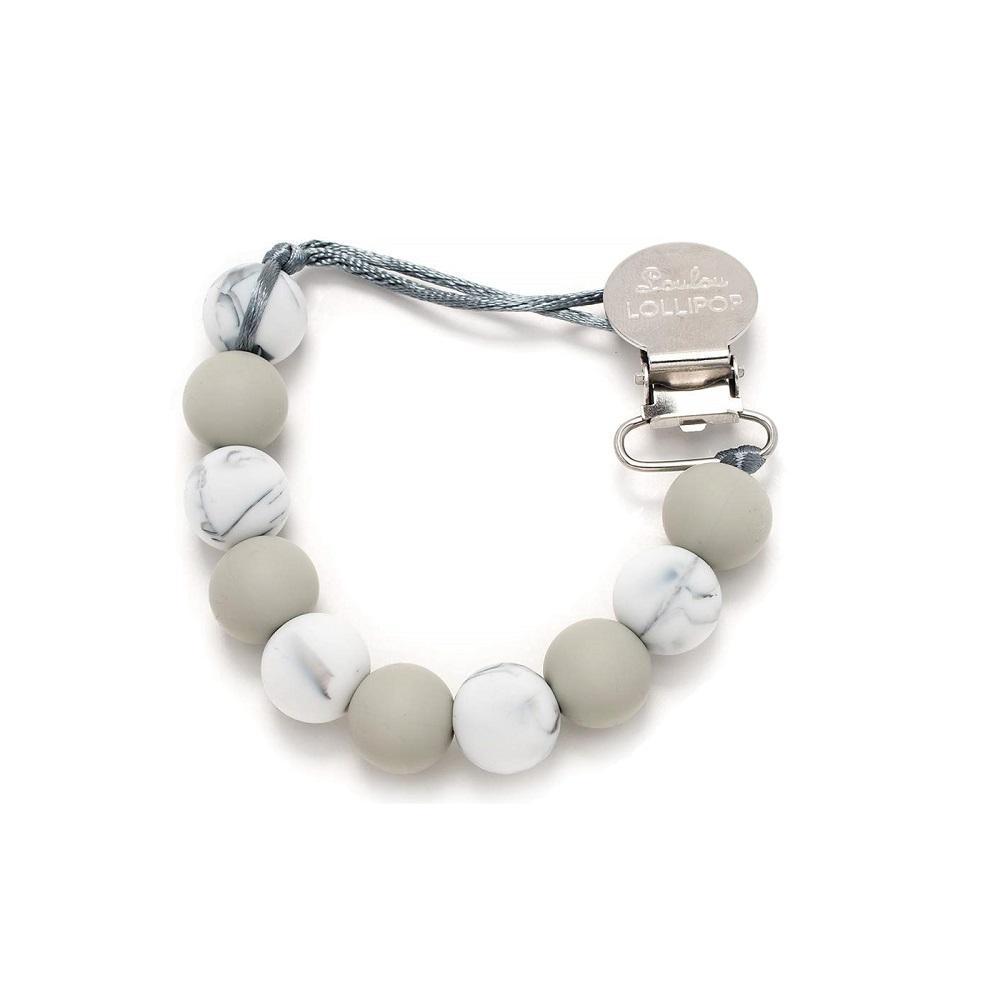LouLou LOLLIPOP Lolli Silicone Pacifier Clip (Marble Grey)-Health-LouLou LOLLIPOP-026905 MG-babyandme.ca