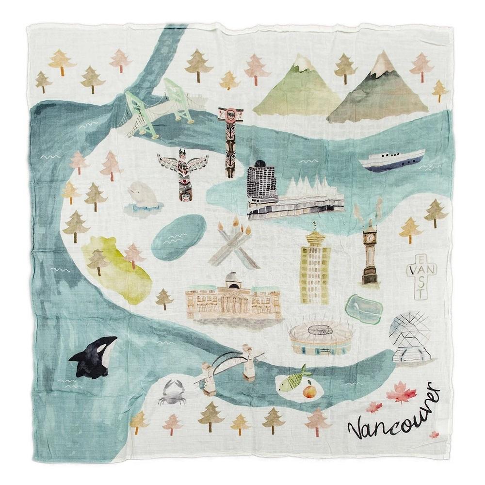 LouLou LOLLIPOP Muslin Single Swaddle (Vancouver)-Nursery-LouLou LOLLIPOP-027709 VC-babyandme.ca