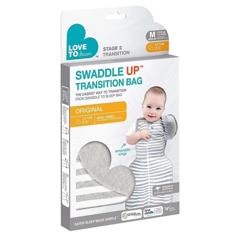 Love To Dream Swaddle Up Transition Bag 1 TOG (Grey)-Nursery-Love To Dream--babyandme.ca