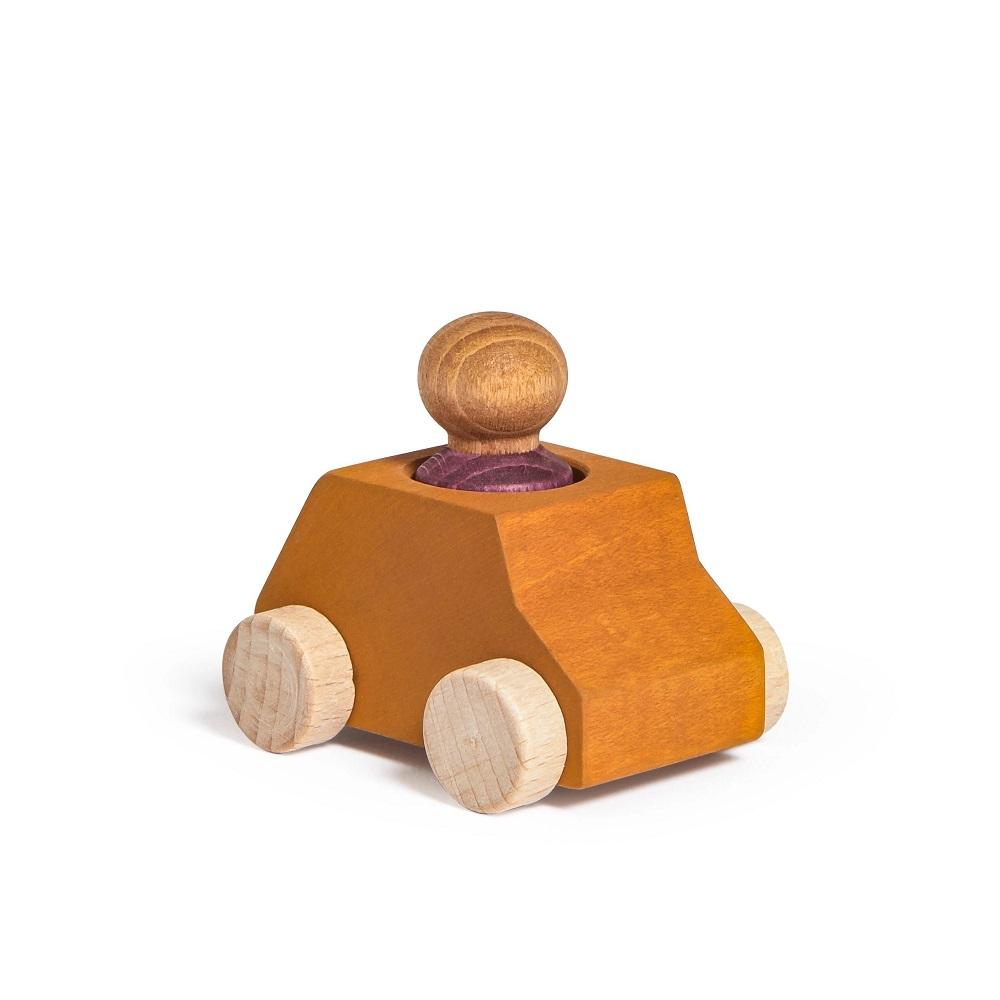 Lubulona Car (Ochre with Plum Figure)-Toys & Learning-Lubulona-030544 OP-babyandme.ca