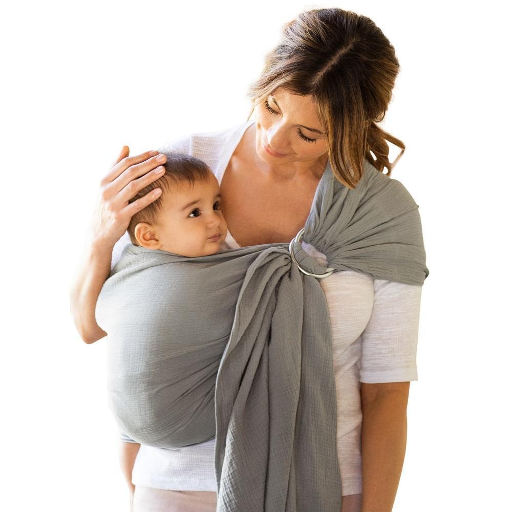 MOBY Ring Sling Double Gauze (Pewter)-Gear-MOBY-026902 PW-babyandme.ca
