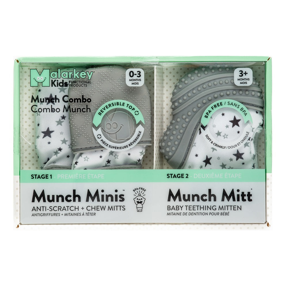 Malarkey Kids Munch Mini/Munch Mitt Combo (Grey Star)-Health-Malarkey Kids-030834 GS-babyandme.ca