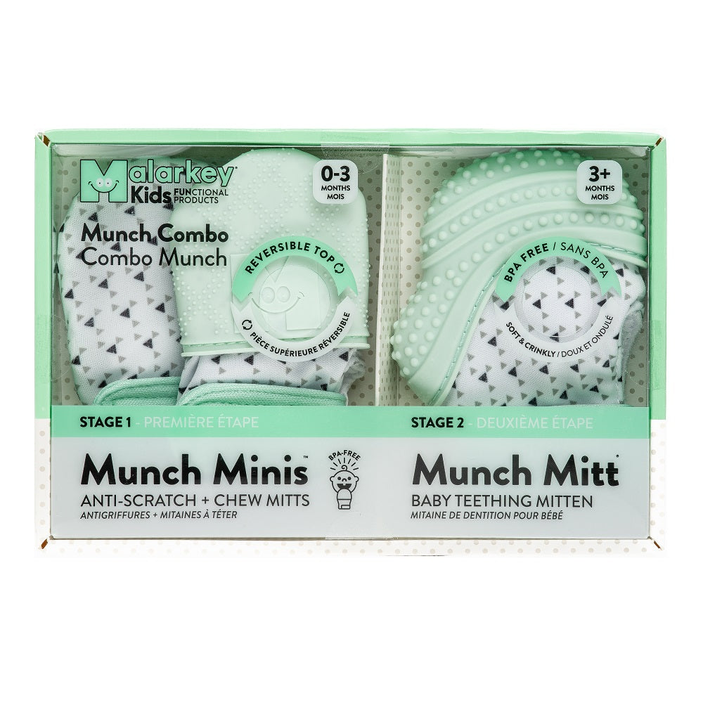 Malarkey Kids Munch Mini/Munch Mitt Combo (Mint Triangle)-Health-Malarkey Kids-030834 MT-babyandme.ca