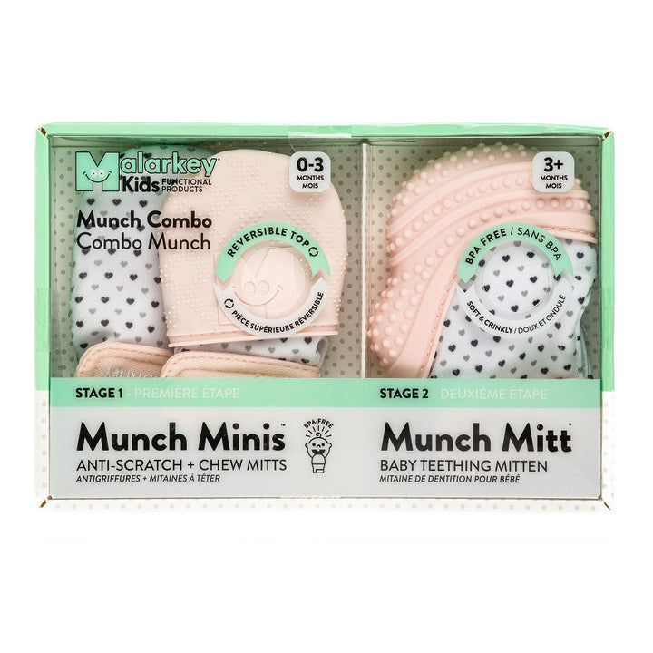 Malarkey Kids Munch Mini/Munch Mitt Combo (Pink Hearts)-Health-Malarkey Kids-030834 PH-babyandme.ca