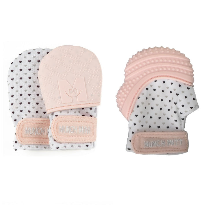 Malarkey Kids Munch Mini/Munch Mitt Combo (Pink Hearts)-Health-Malarkey Kids-030834 PH-babyandme.ca