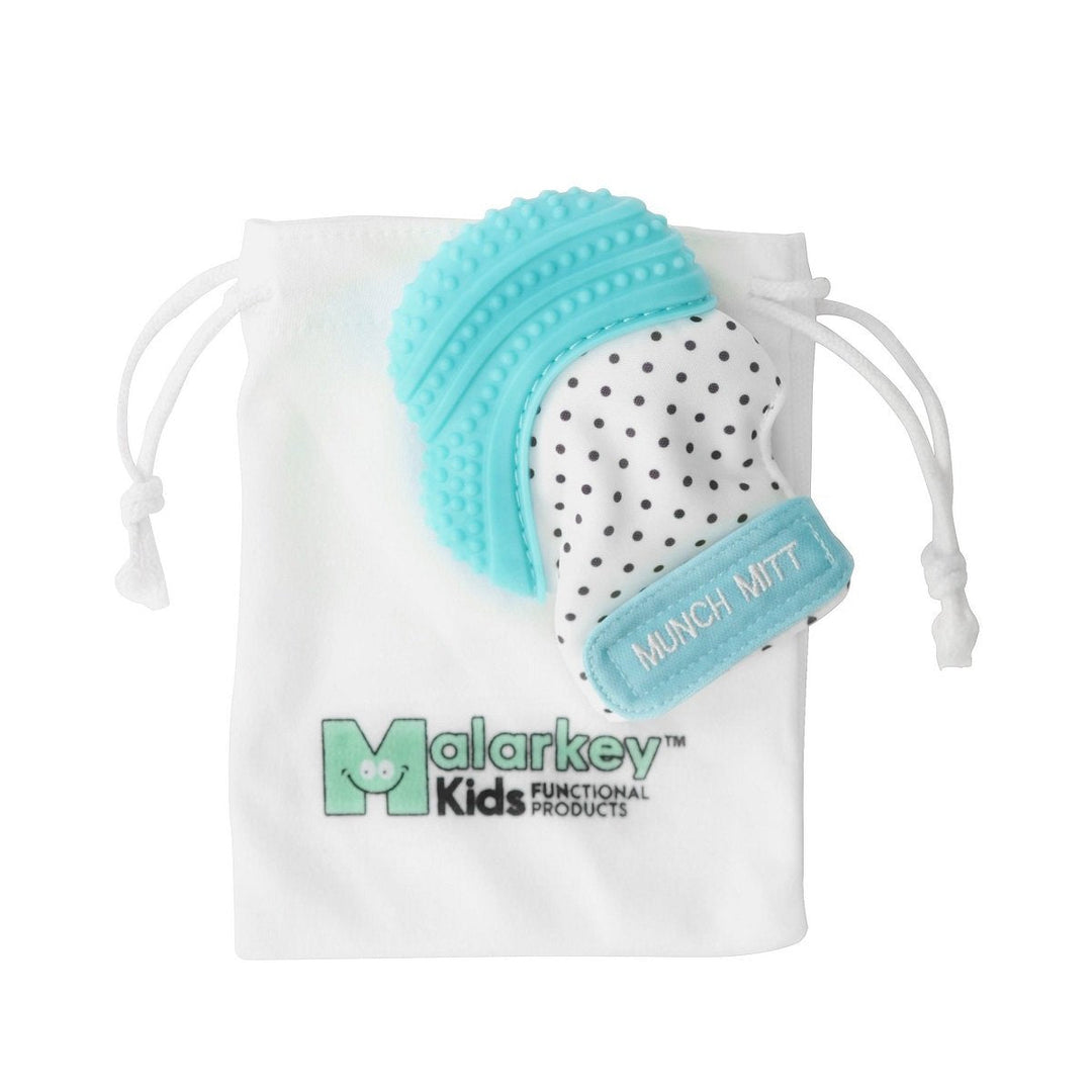 Malarkey Kids Munch Mitt (Aqua Polka Dots)-Health-Malarkey Kids-010343 BL-babyandme.ca