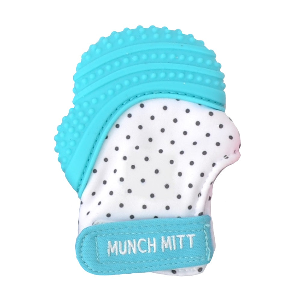 Malarkey Kids Munch Mitt (Aqua Polka Dots)-Health-Malarkey Kids-010343 BL-babyandme.ca