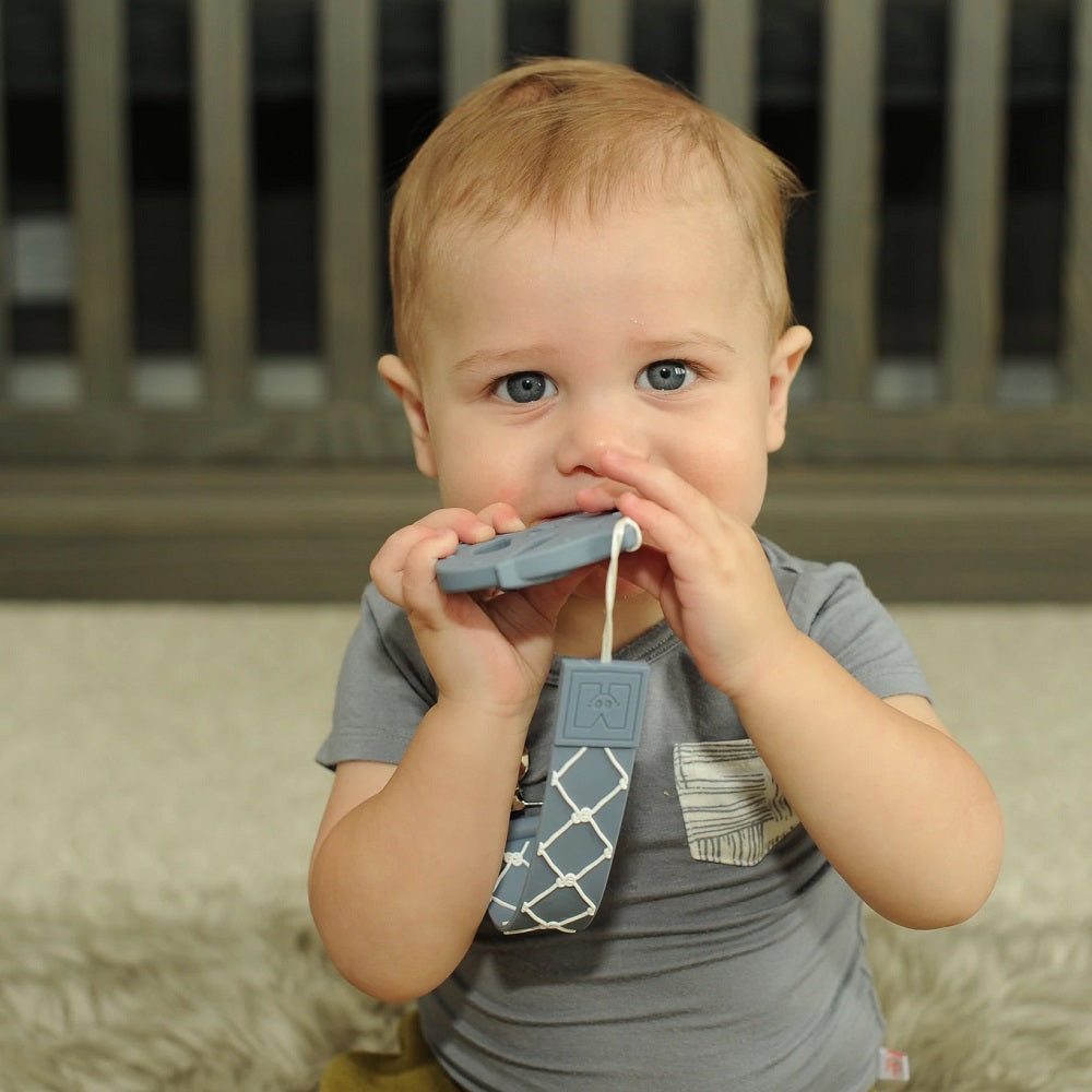 Malarkey Kids Teether Tether & Teether (Nautical Baby Shark)-Health-Malarkey Kids-030845 BS-babyandme.ca