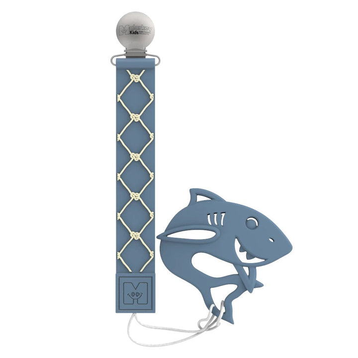 Malarkey Kids Teether Tether & Teether (Nautical Baby Shark)-Health-Malarkey Kids-030845 BS-babyandme.ca