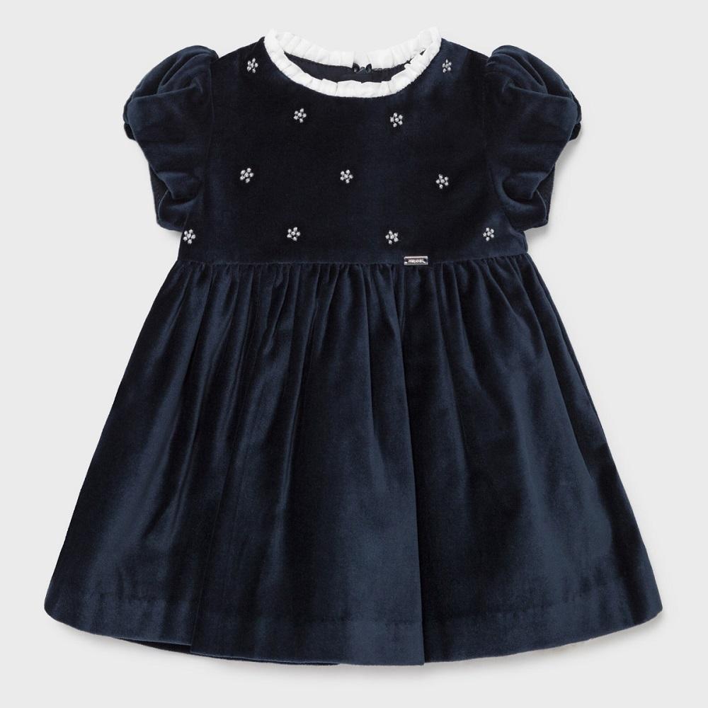Mayoral 2912 Embroidered Dress (Navy) - FINAL SALE-Apparel-Mayoral--babyandme.ca