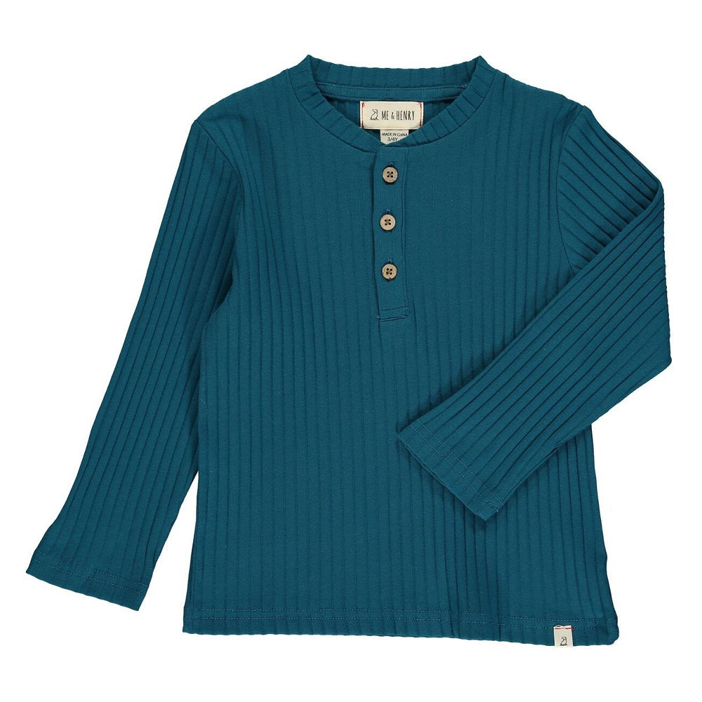 Me & Henry Adams Ribbed Henley (Blue)-Apparel-Me & Henry--babyandme.ca