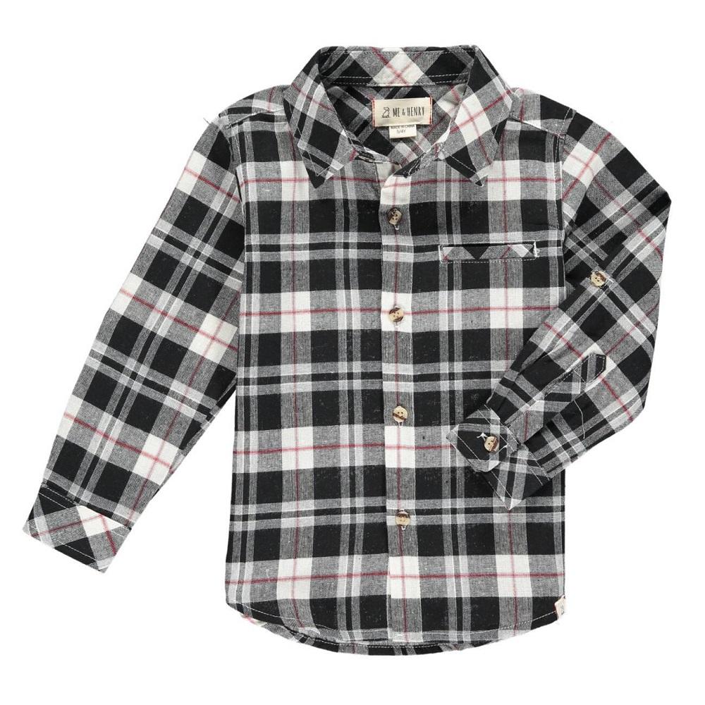 Me & Henry Atwood Woven Shirt (Black/White Plaid)-Apparel-Me & Henry--babyandme.ca