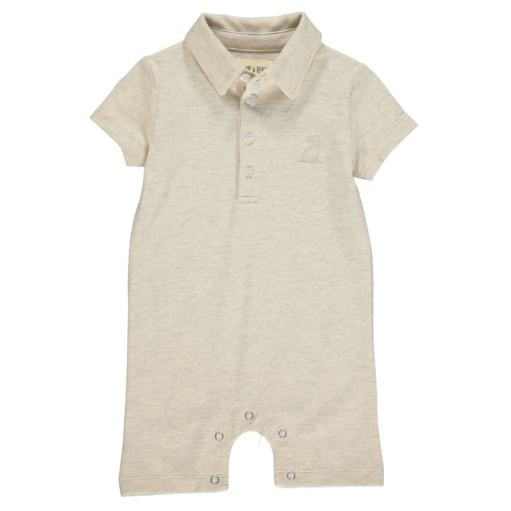 Me & Henry Drift Polo Romper (Stone Pique)-Apparel-Me & Henry--babyandme.ca