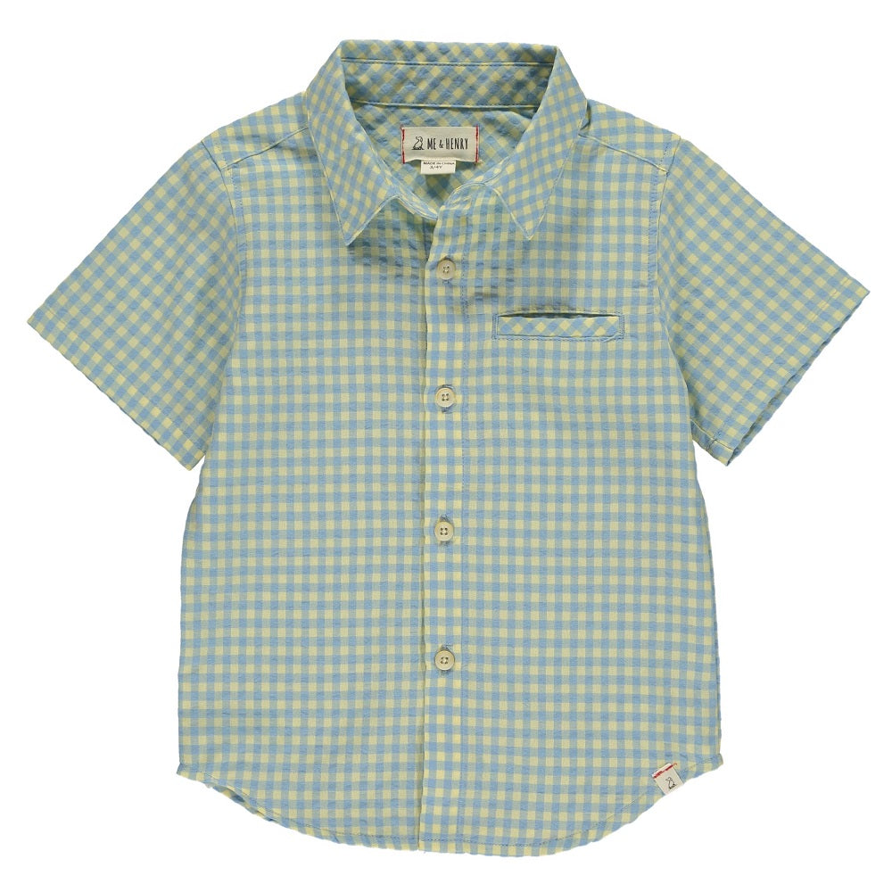 Me & Henry Pier Short Sleeve Shirt (Lemon/Blue Plaid) - FINAL SALE-Apparel-Me & Henry--babyandme.ca