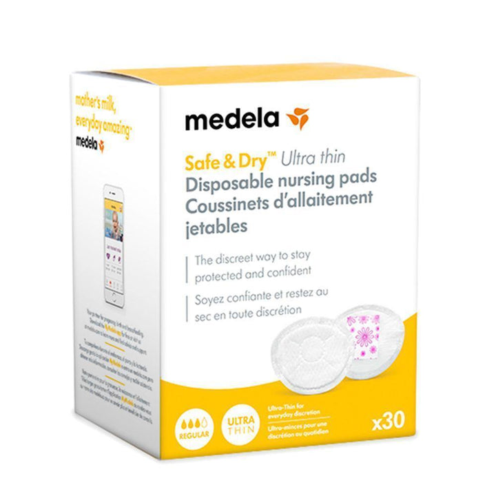 Medela Safe & Dry Ultra Thin Disposable Nursing Pads (30 Count)-Feeding-Medela-026005 30ct-babyandme.ca