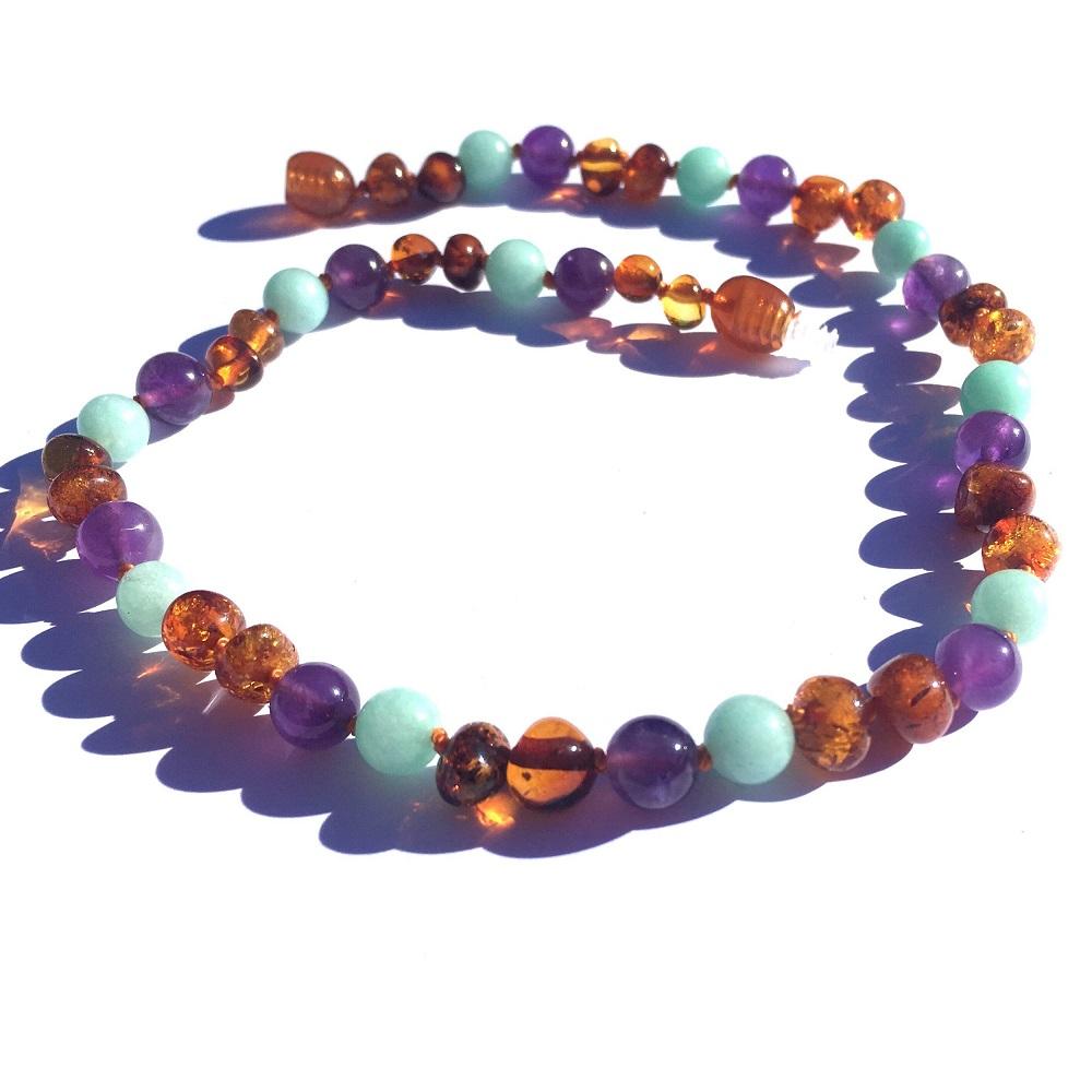Momma Goose Baltic Amber Teething Necklace (Bluebell)-Health-Momma Goose-025049 BB-babyandme.ca