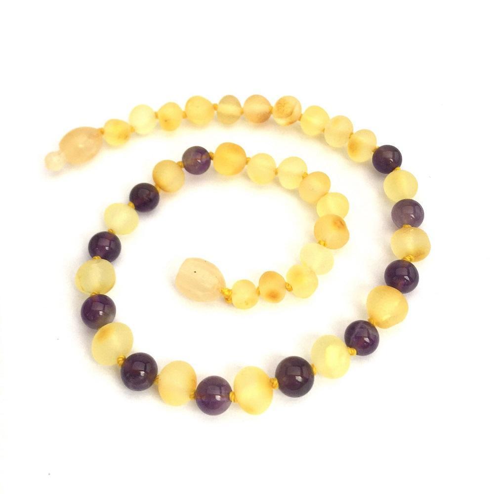 Momma Goose Baltic Amber Teething Necklace (Raw Lemon & Amethyst)-Health-Momma Goose-007819 LA-babyandme.ca