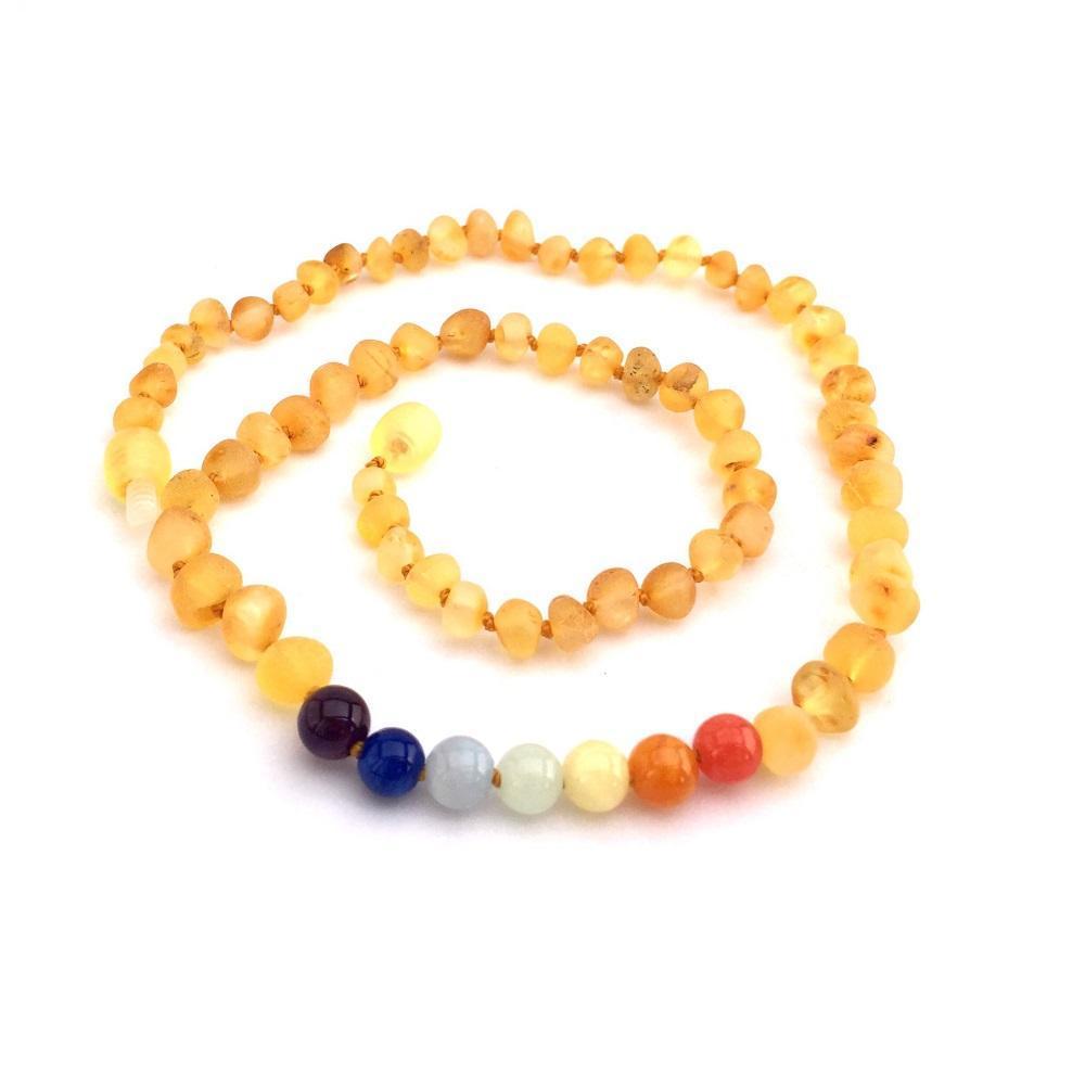 Momma Goose Baltic Amber Teething Necklace (Raw Lemon & Rainbow Gem)-Health-Momma Goose-007819 LG-babyandme.ca