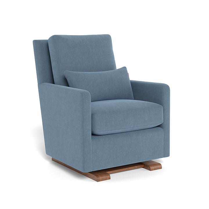 Monte Como Glider (Walnut Base) SPECIAL ORDER-Nursery-Monte Design-Performance Heathered: Denim Blue-010886 WN DB-babyandme.ca