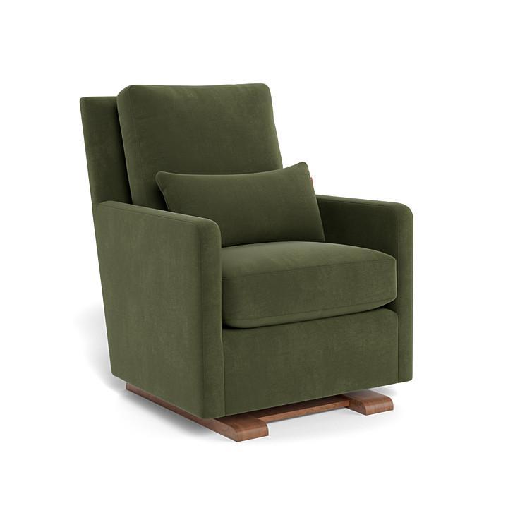 Monte Como Glider (Walnut Base) SPECIAL ORDER-Nursery-Monte Design-Performance Velvet: Moss Green Velvet-010886 WN MV-babyandme.ca