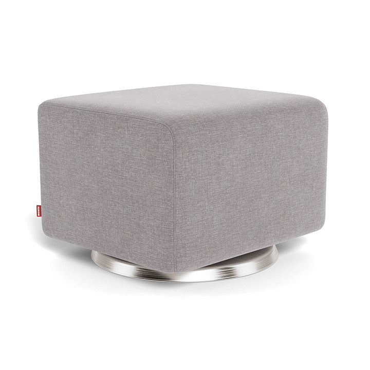 Monte Como Ottoman (Stainless Steel Base) SPECIAL ORDER-Nursery-Monte Design-Performance Heathered: Pebble Grey-010887 SS PB-babyandme.ca