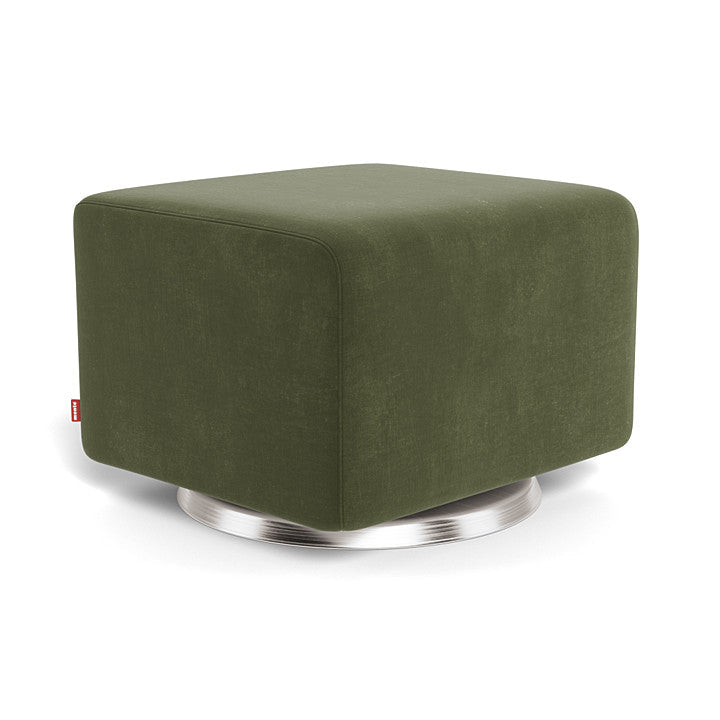 Monte Como Ottoman (Stainless Steel Base) SPECIAL ORDER-Nursery-Monte Design-Performance Velvet: Moss Green Velvet-010887 SS MV-babyandme.ca